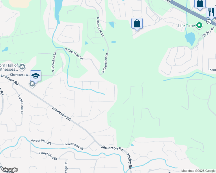 map of restaurants, bars, coffee shops, grocery stores, and more near 2774 Hawk Trace Court Northeast in Marietta