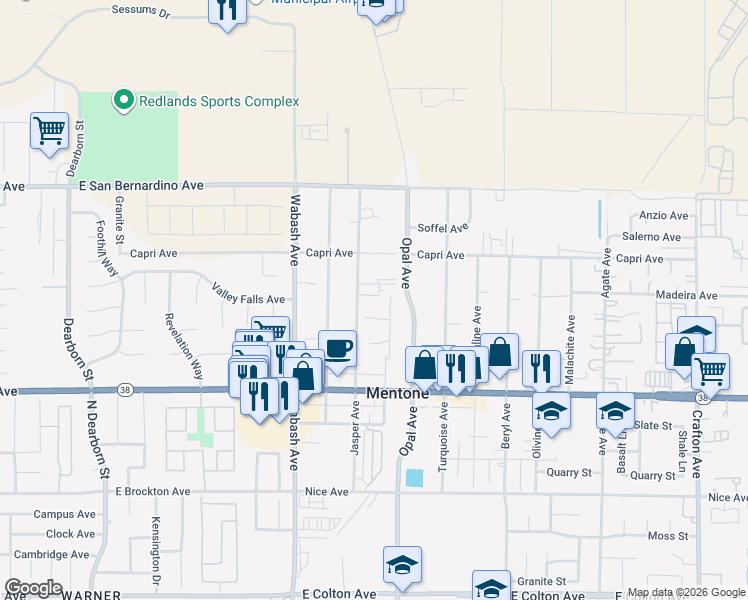 map of restaurants, bars, coffee shops, grocery stores, and more near 1362 Jasper Avenue in Mentone