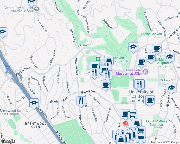 map of restaurants, bars, coffee shops, grocery stores, and more near in Los Angeles