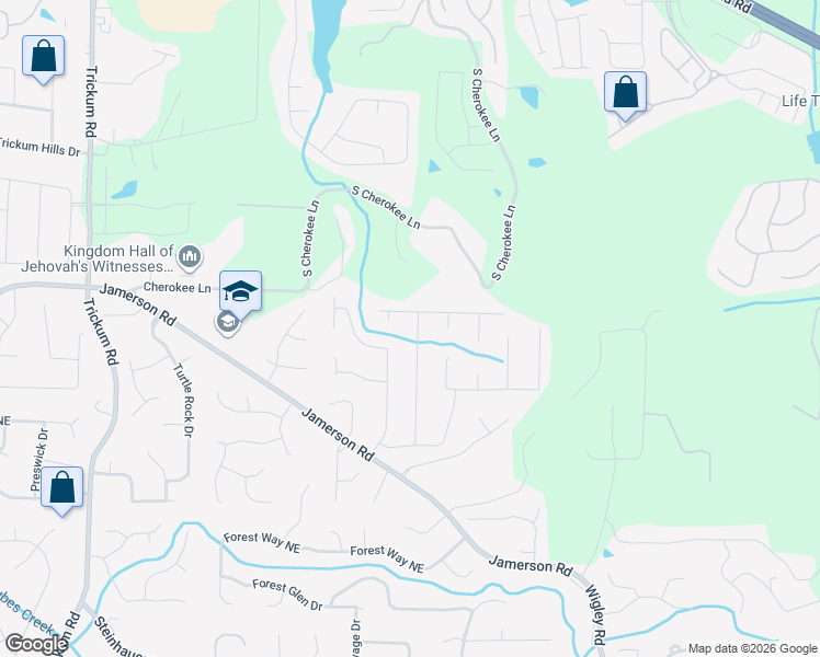 map of restaurants, bars, coffee shops, grocery stores, and more near 4905 Raven Way Northeast in Marietta
