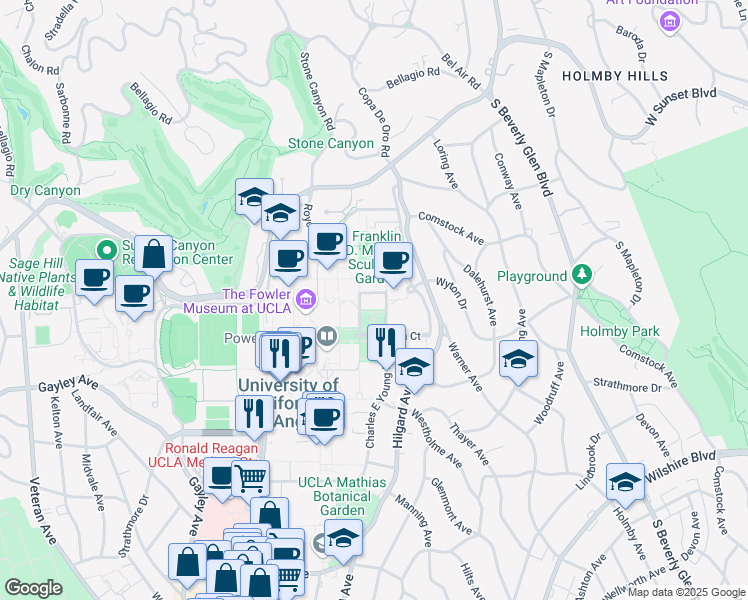 map of restaurants, bars, coffee shops, grocery stores, and more near 365 Portola Plaza in Los Angeles