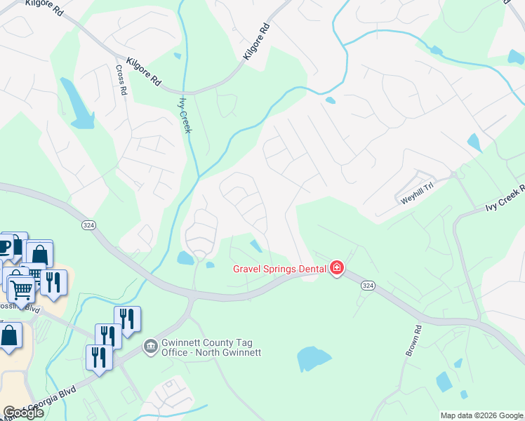 map of restaurants, bars, coffee shops, grocery stores, and more near 3849 Brockenhurst Drive in Buford