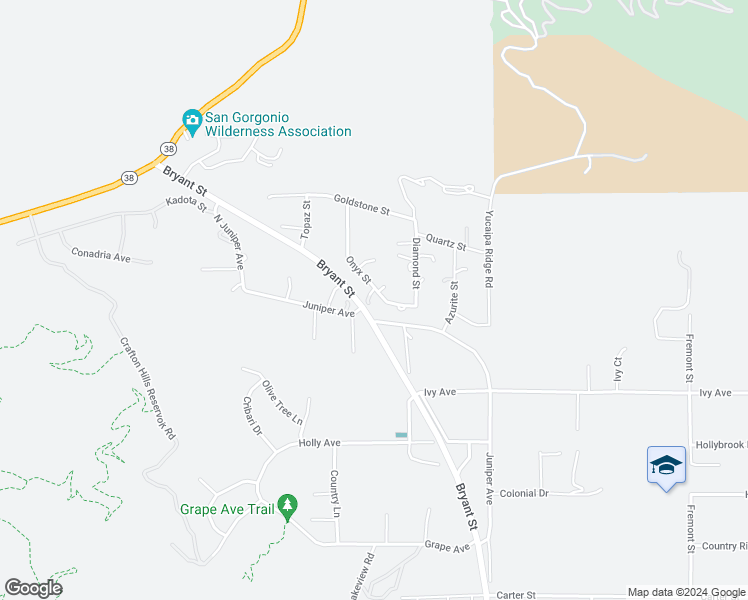 map of restaurants, bars, coffee shops, grocery stores, and more near 9886 Onyx Street in Yucaipa