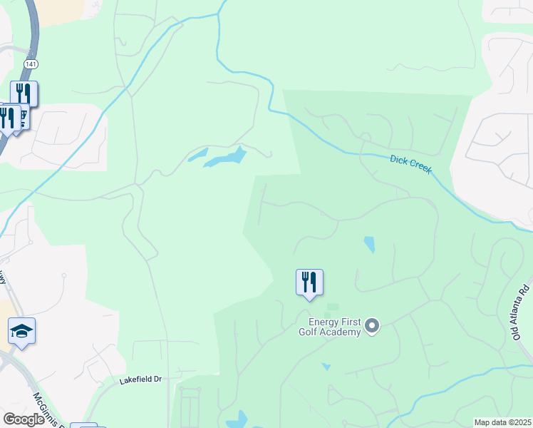 map of restaurants, bars, coffee shops, grocery stores, and more near 9010 Saint Marlo Fairway Drive in Duluth