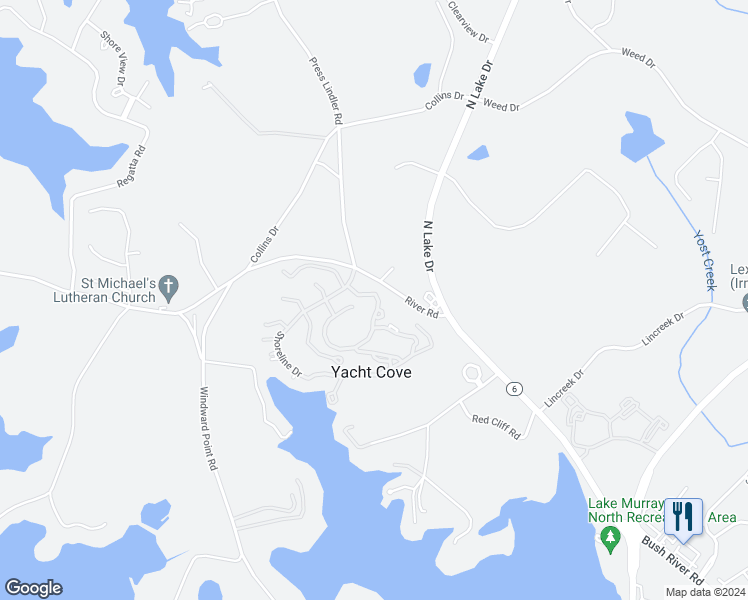 map of restaurants, bars, coffee shops, grocery stores, and more near 292 Outrigger Lane in Columbia