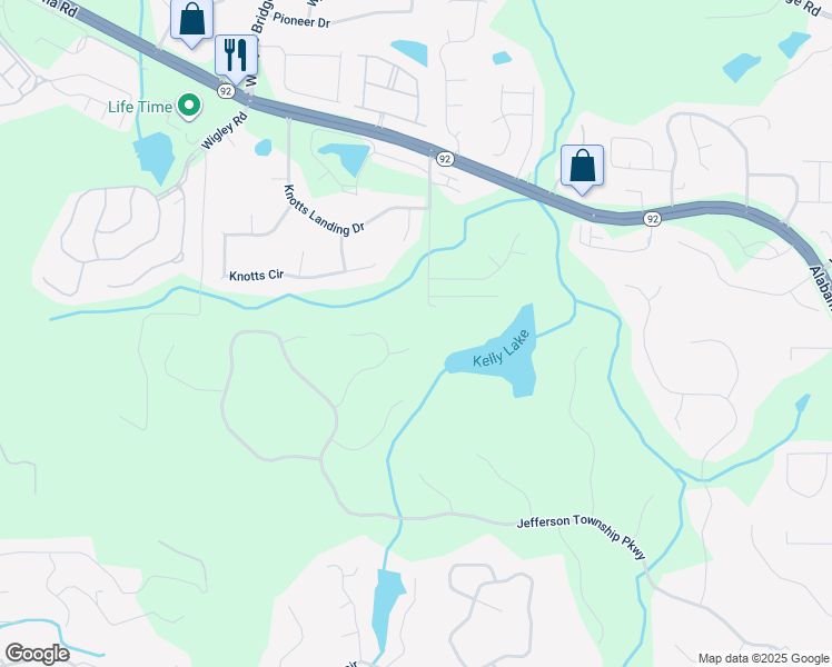 map of restaurants, bars, coffee shops, grocery stores, and more near 3465 Township Ridge Point Northeast in Marietta