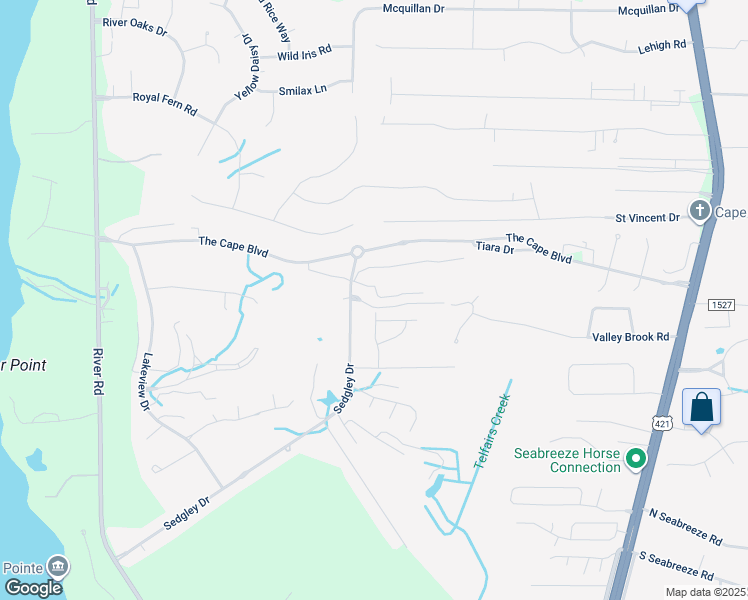 map of restaurants, bars, coffee shops, grocery stores, and more near 524 Linksider Drive in Wilmington