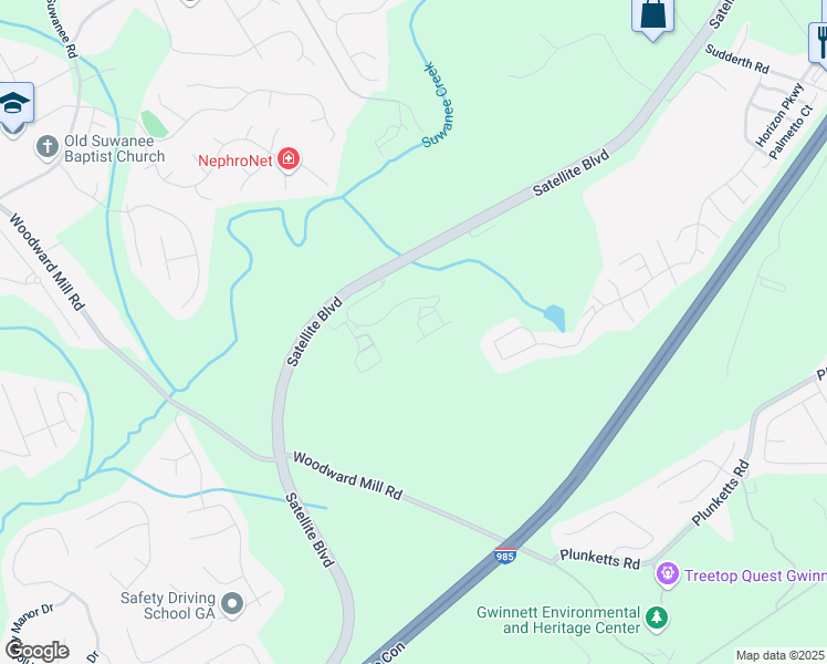 map of restaurants, bars, coffee shops, grocery stores, and more near 9203 Waterstone Place in Buford