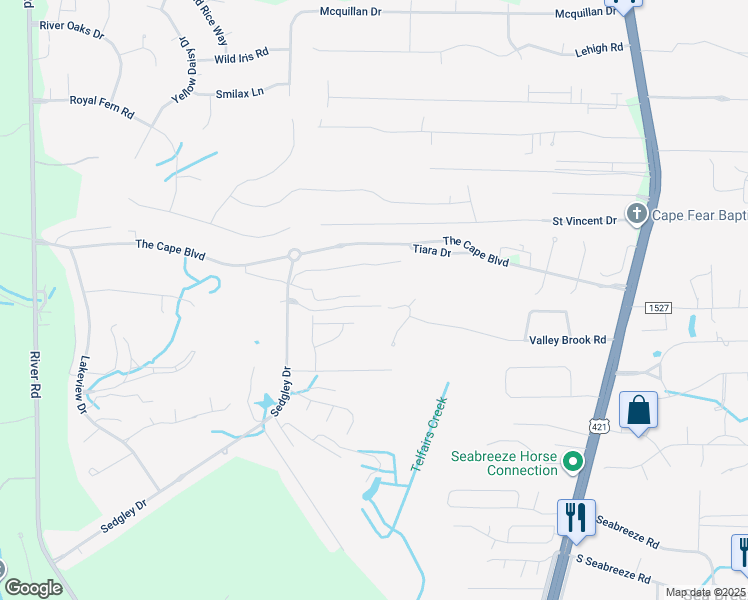 map of restaurants, bars, coffee shops, grocery stores, and more near 614 Linksider Drive in Wilmington