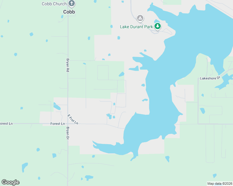 map of restaurants, bars, coffee shops, grocery stores, and more near 11 Lakeview Lane in Durant
