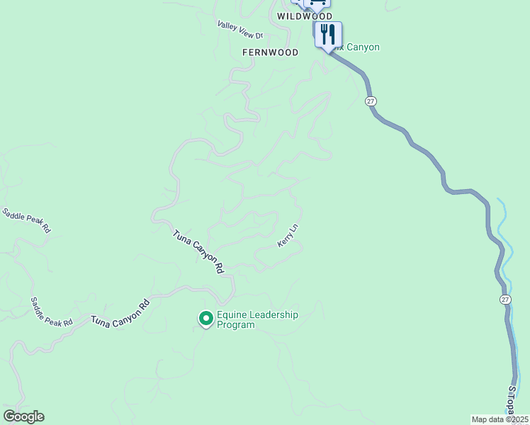 map of restaurants, bars, coffee shops, grocery stores, and more near 20641 Medley Lane in Topanga