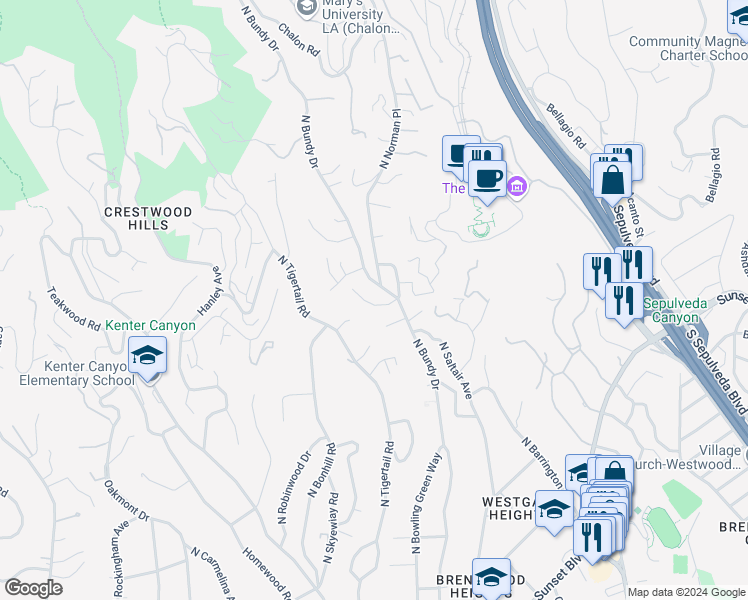 map of restaurants, bars, coffee shops, grocery stores, and more near 784 Lockearn Street in Los Angeles