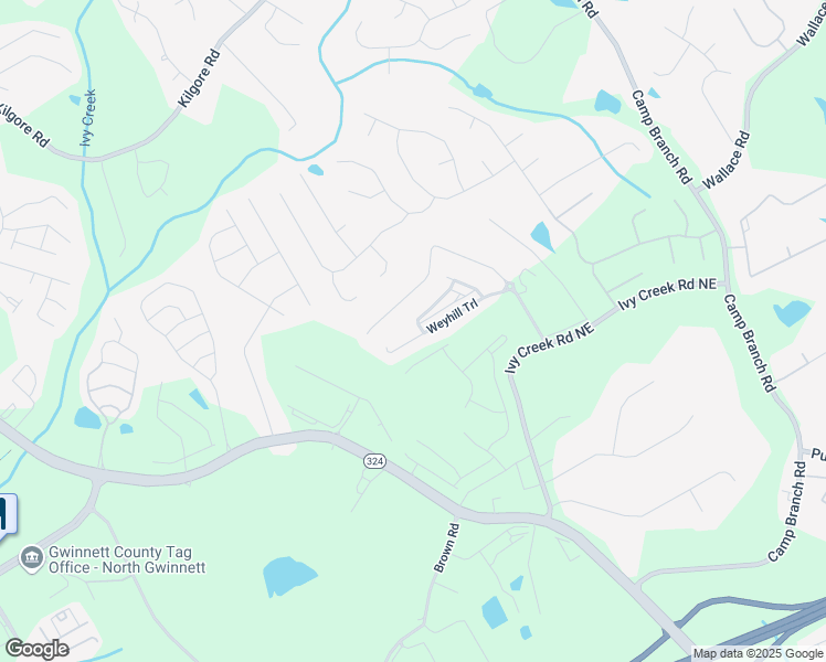map of restaurants, bars, coffee shops, grocery stores, and more near 3219 Weyhill Trail in Buford
