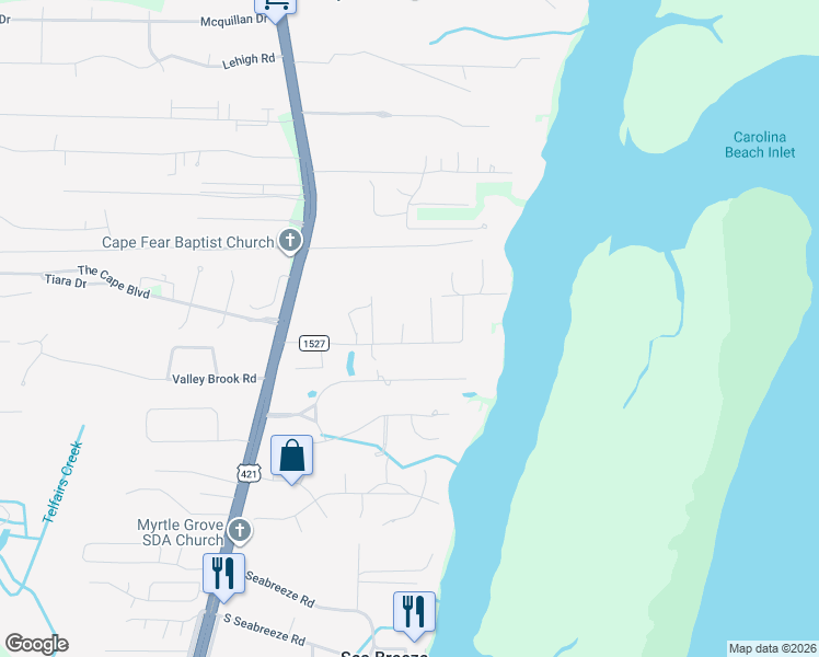 map of restaurants, bars, coffee shops, grocery stores, and more near 1309 Burnett Road in Wilmington