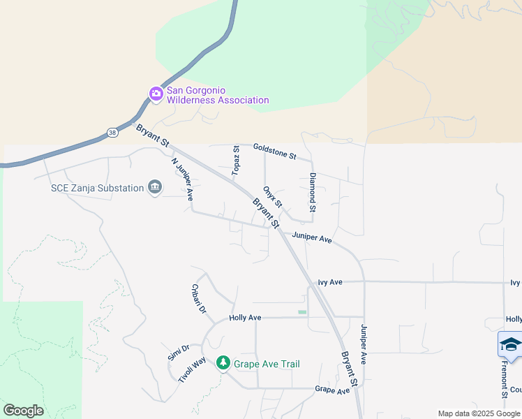 map of restaurants, bars, coffee shops, grocery stores, and more near 9952 Bryant Street in Yucaipa