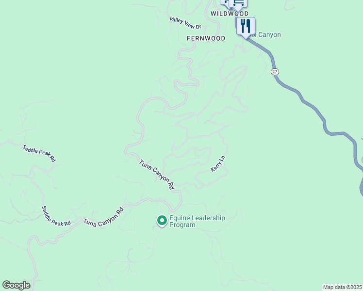 map of restaurants, bars, coffee shops, grocery stores, and more near 20228 Croydon Lane in Topanga