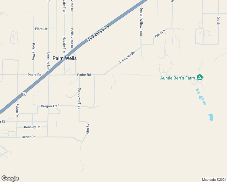 map of restaurants, bars, coffee shops, grocery stores, and more near 51889 Canyon Road in Morongo Valley