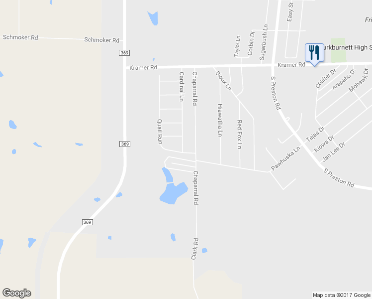 map of restaurants, bars, coffee shops, grocery stores, and more near 1435 Cardinal Lane in Burkburnett
