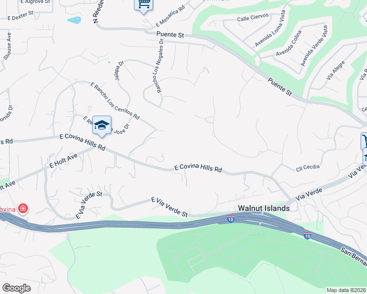 map of restaurants, bars, coffee shops, grocery stores, and more near in Covina