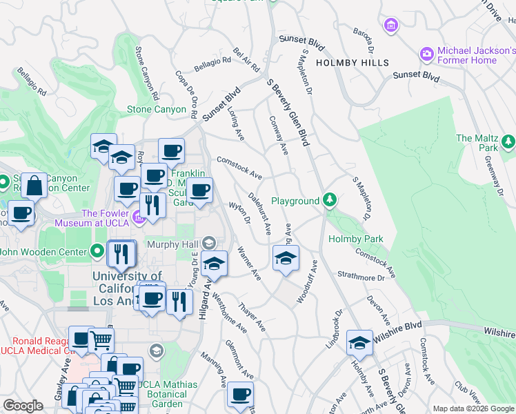 map of restaurants, bars, coffee shops, grocery stores, and more near 441 Dalehurst Avenue in Los Angeles