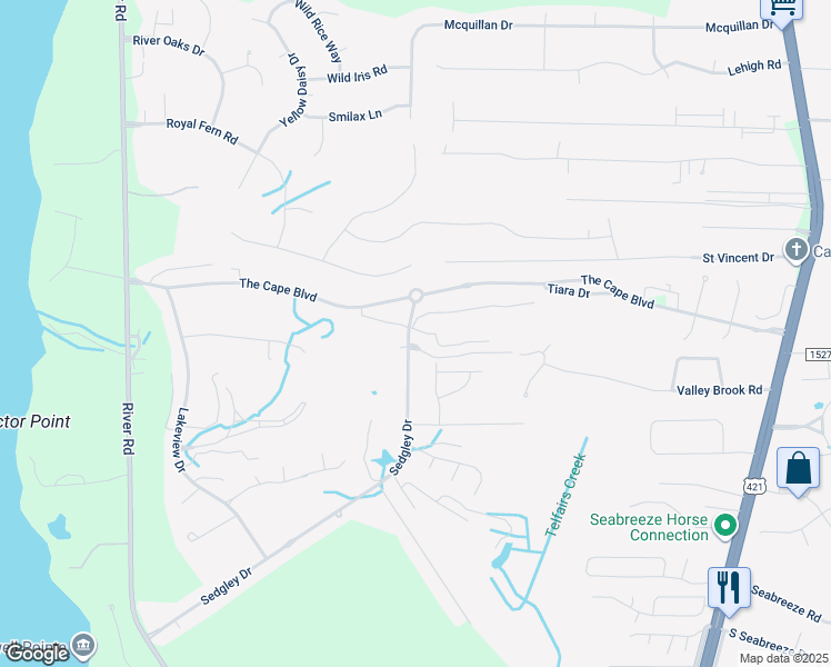 map of restaurants, bars, coffee shops, grocery stores, and more near 516 Linksider Drive in Wilmington