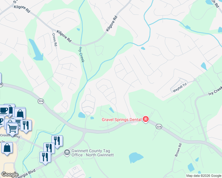 map of restaurants, bars, coffee shops, grocery stores, and more near 2393 Chancery Mill Lane in Buford