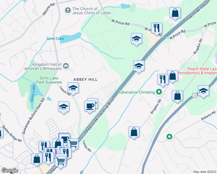 map of restaurants, bars, coffee shops, grocery stores, and more near 4487 Kerrington Avenue in Sugar Hill