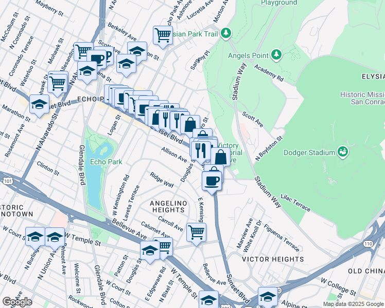 map of restaurants, bars, coffee shops, grocery stores, and more near in Los Angeles