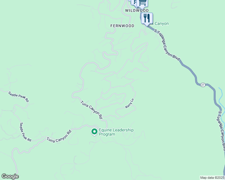 map of restaurants, bars, coffee shops, grocery stores, and more near 20221 Croydon Lane in Topanga