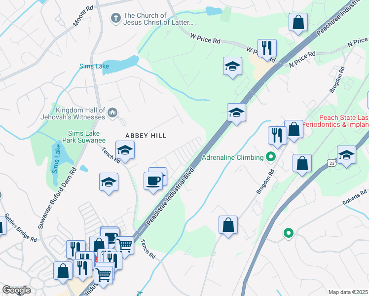 map of restaurants, bars, coffee shops, grocery stores, and more near 4487 Kerrington Avenue in Sugar Hill