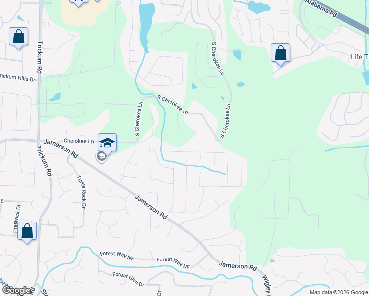 map of restaurants, bars, coffee shops, grocery stores, and more near 2693 Raven Trail Northeast in Marietta