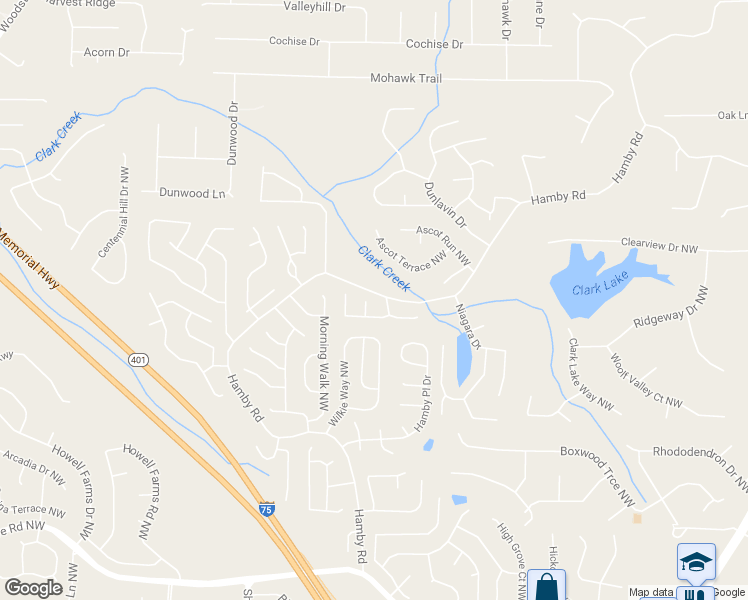 map of restaurants, bars, coffee shops, grocery stores, and more near 4912 Lightwood Court in Acworth