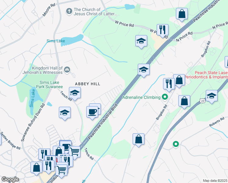 map of restaurants, bars, coffee shops, grocery stores, and more near 4478 Dunblane Avenue in Sugar Hill