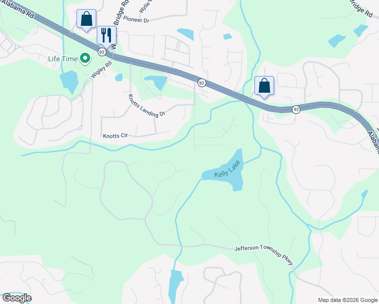 map of restaurants, bars, coffee shops, grocery stores, and more near 3465 Township Ridge Point Northeast in Marietta
