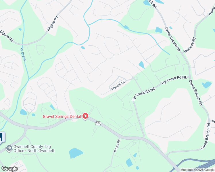 map of restaurants, bars, coffee shops, grocery stores, and more near 2612 Ivy Creek Road Northeast in Buford