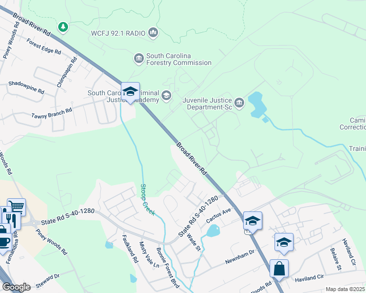 map of restaurants, bars, coffee shops, grocery stores, and more near 5000 Broad River Road in Columbia