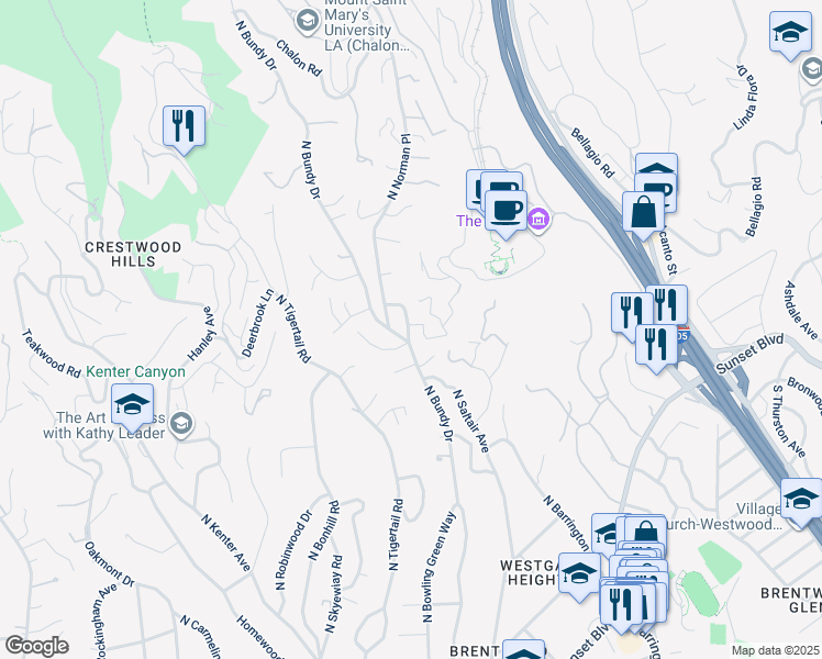 map of restaurants, bars, coffee shops, grocery stores, and more near 746 Norway Lane in Los Angeles