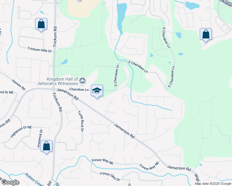 map of restaurants, bars, coffee shops, grocery stores, and more near 5041 Canopy Drive in Marietta