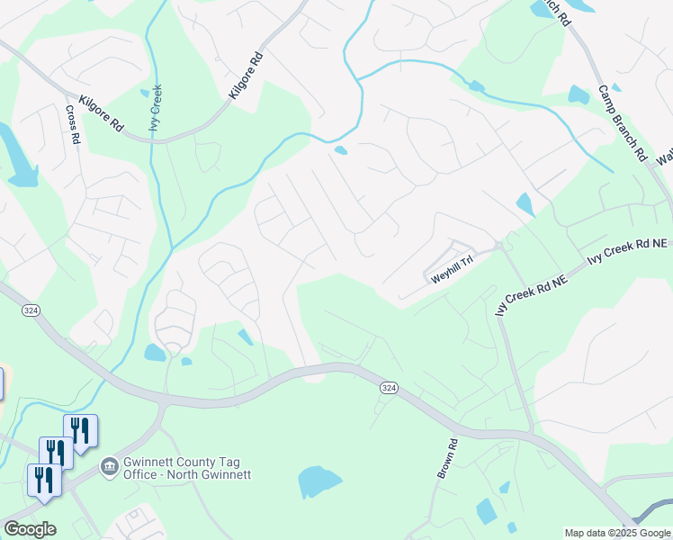map of restaurants, bars, coffee shops, grocery stores, and more near 3194 IVY FARM PATH in Buford