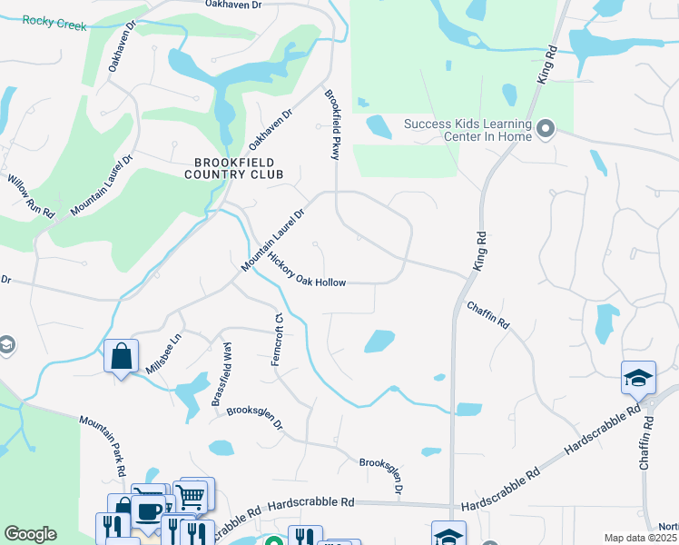 map of restaurants, bars, coffee shops, grocery stores, and more near 915 Hickory Oak Hollow in Roswell