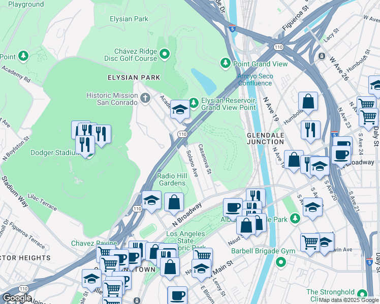 map of restaurants, bars, coffee shops, grocery stores, and more near 534 Casanova Street in Los Angeles