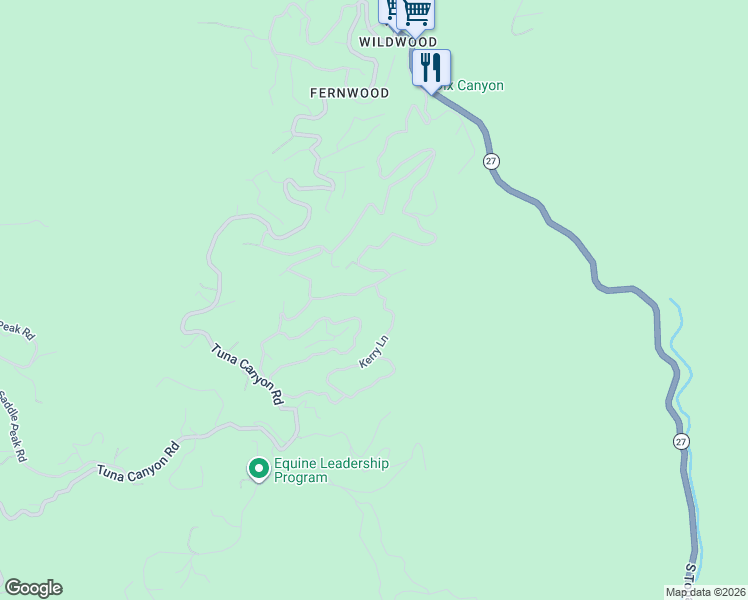 map of restaurants, bars, coffee shops, grocery stores, and more near 20130 Observation Drive in Topanga