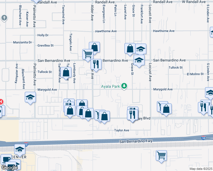 map of restaurants, bars, coffee shops, grocery stores, and more near 17817 Marygold Avenue in Bloomington