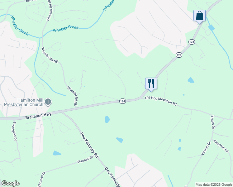 map of restaurants, bars, coffee shops, grocery stores, and more near 1451 Cains Road in Auburn