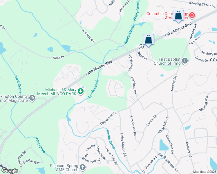 map of restaurants, bars, coffee shops, grocery stores, and more near 123 Meridian Court in Columbia