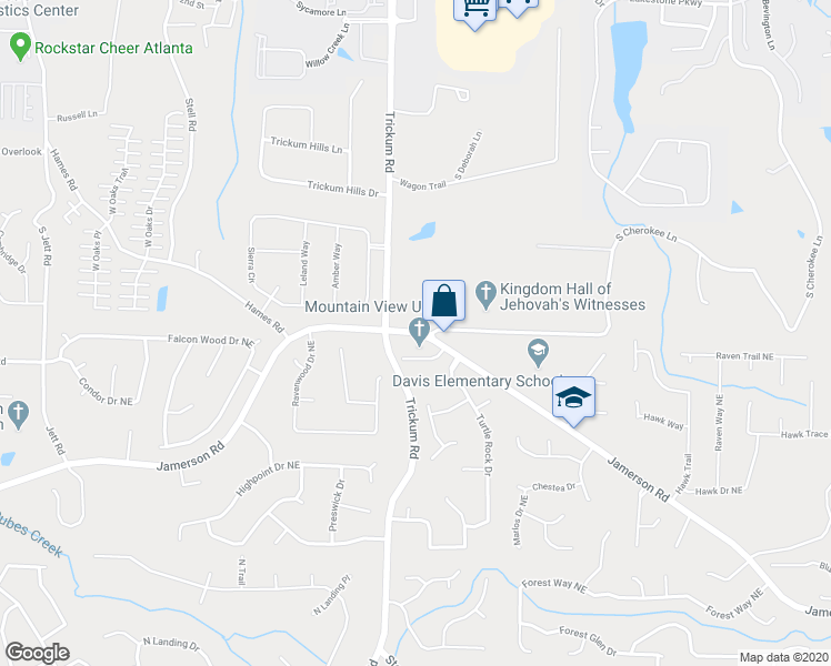 map of restaurants, bars, coffee shops, grocery stores, and more near 2382 Jamerson Road in Marietta