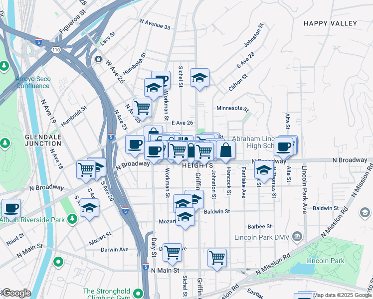 map of restaurants, bars, coffee shops, grocery stores, and more near 2428 Sichel Street in Los Angeles