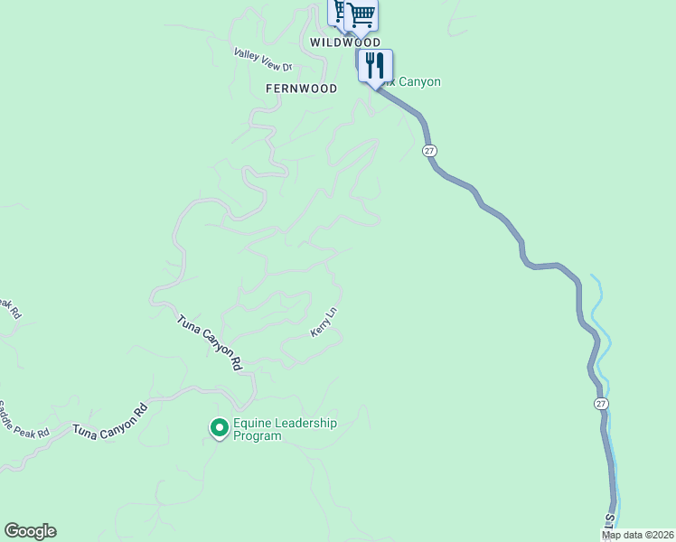 map of restaurants, bars, coffee shops, grocery stores, and more near 20130 Observation Drive in Topanga