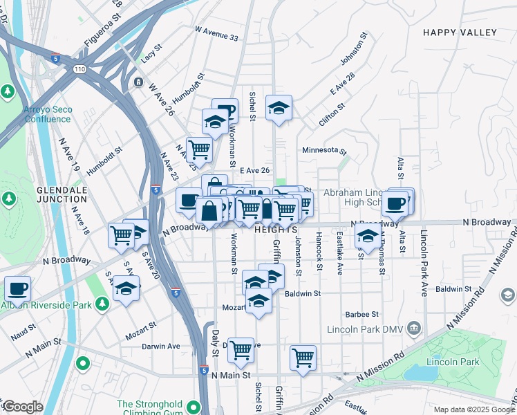map of restaurants, bars, coffee shops, grocery stores, and more near 2428 Sichel Street in Los Angeles
