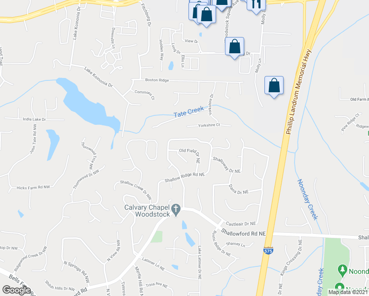 map of restaurants, bars, coffee shops, grocery stores, and more near 4824 Old Field Drive Northeast in Kennesaw